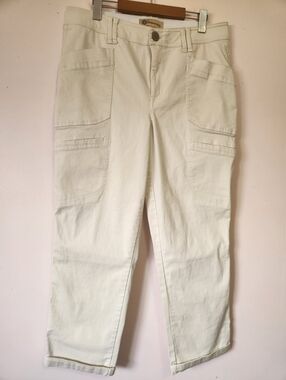 Democracy Ab Solution Cream High Rise Utility Stretch Pants Straight Leg Crop 14